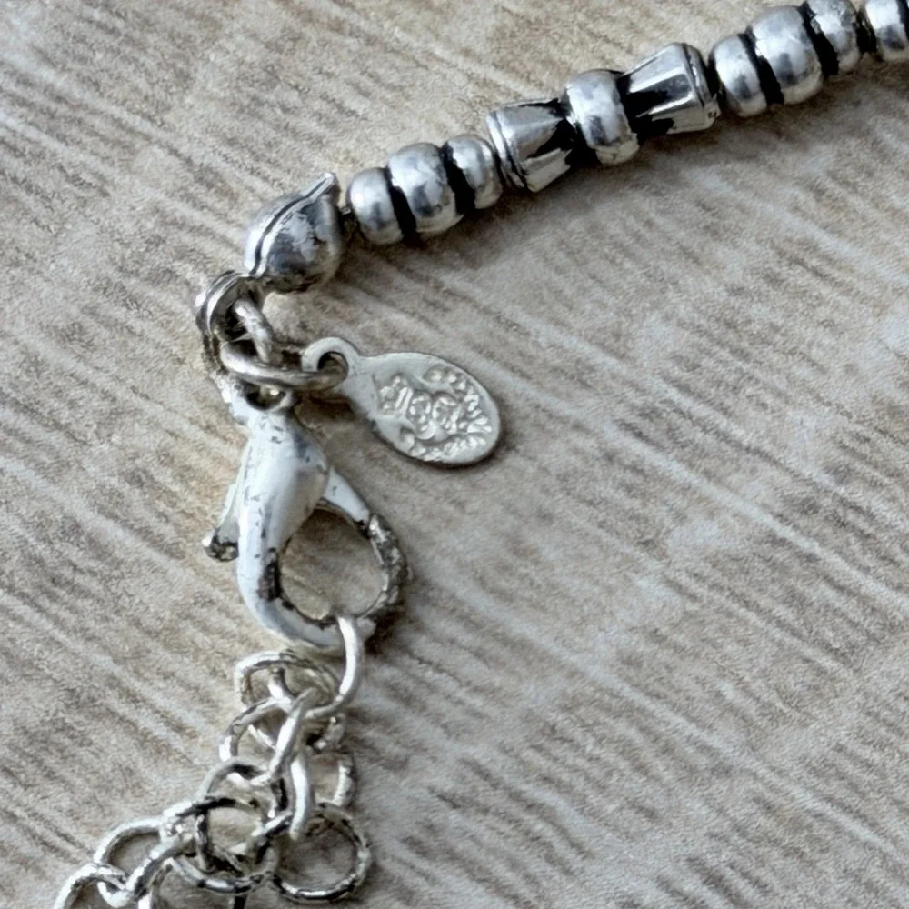 Silver Tone Beaded Pendant Necklace Minimalist Y2K Indie‎ Clean Girl Style Charm